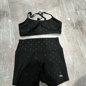 Alo Black Sports Bra and Shorts Set